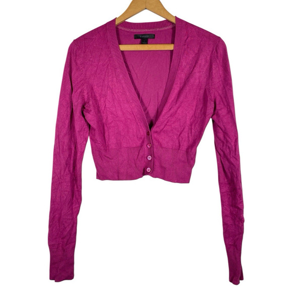 Express Sweater Shrug Sz Large Bolero Button Knit Pink Womens Y2K Princess Core - Picture 1 of 8